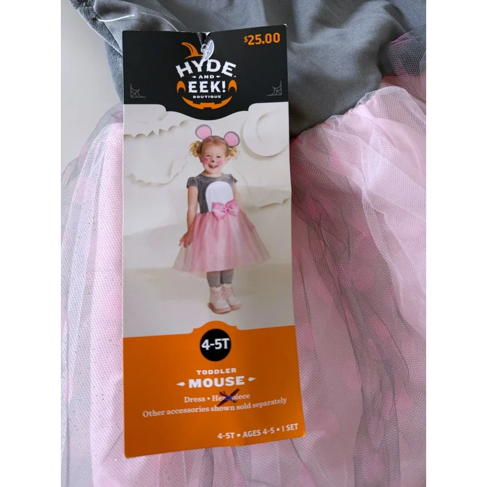 Hyde and Eek Boutique Toddler Mouse Costume Dress Grey Pink 4-5T NEW